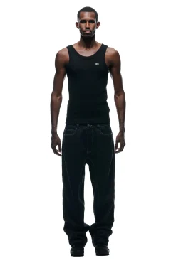CENTER SEAM DENIM BLACK RAW