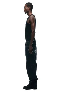 CENTER SEAM DENIM BLACK RAW