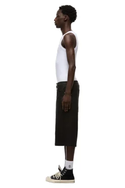 COATED DENIM SHORTS BLACK