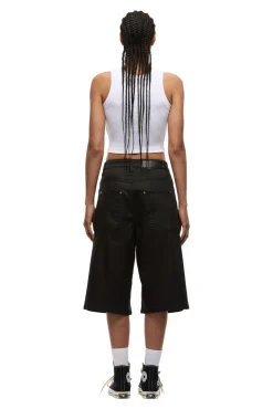 COATED DENIM SHORTS BLACK
