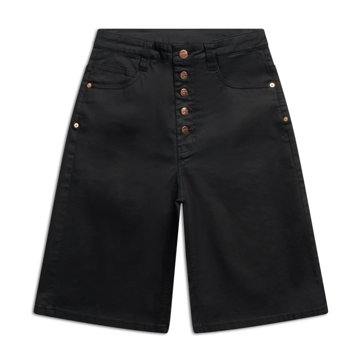 COATED DENIM SHORTS BLACK