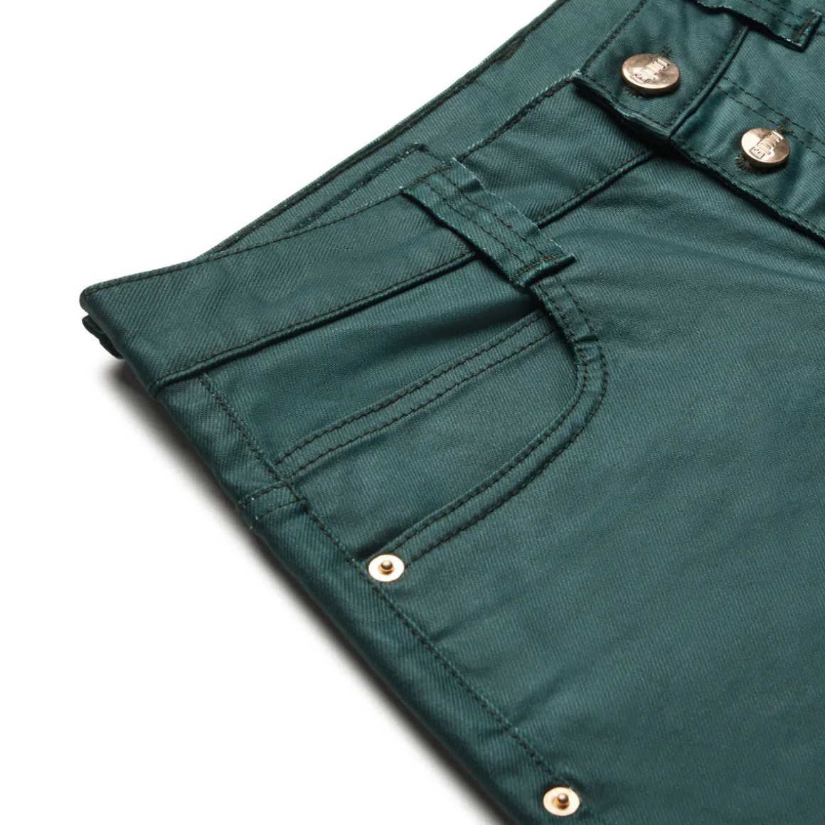 COATED DENIM SHORTS JUNGLE GREEN