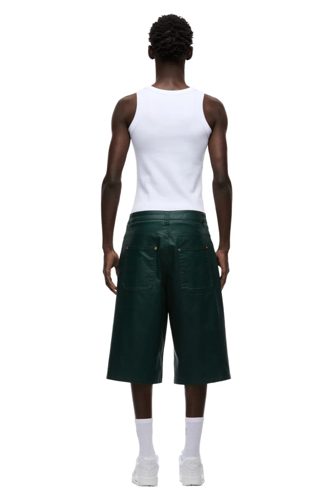 COATED DENIM SHORTS JUNGLE GREEN