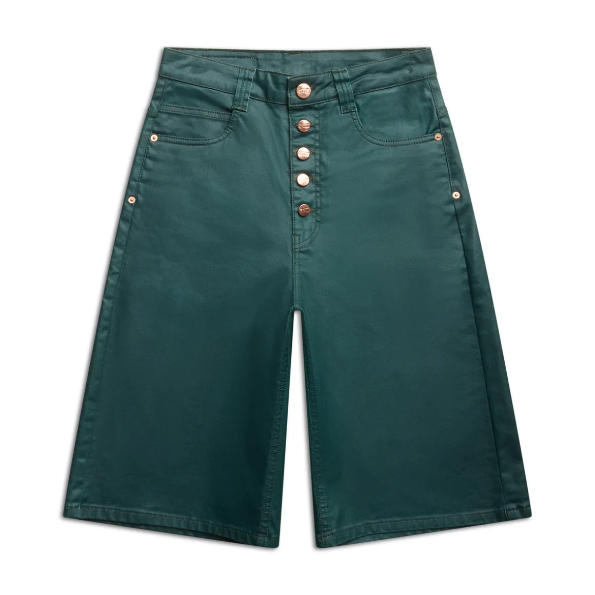 COATED DENIM SHORTS JUNGLE GREEN