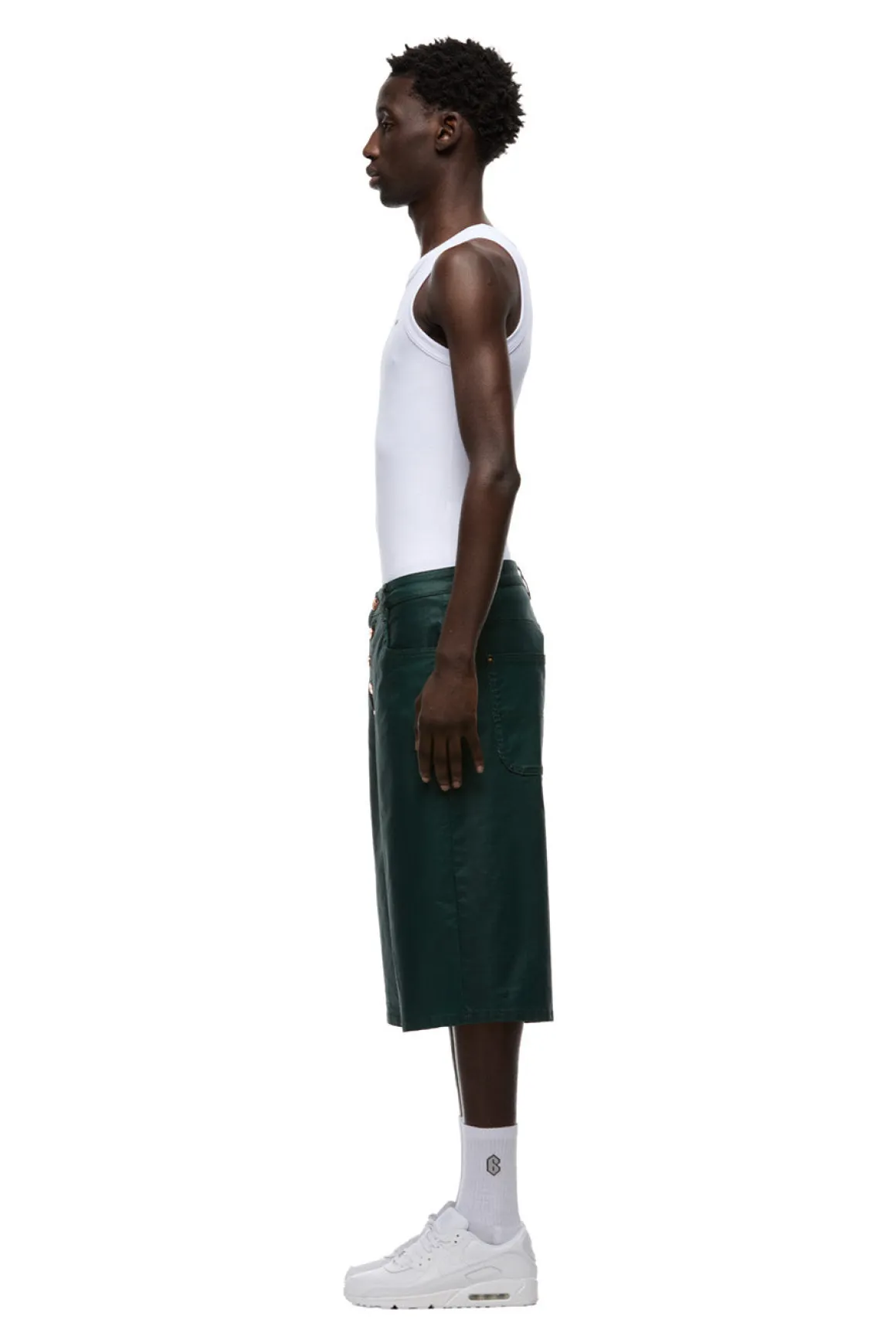COATED DENIM SHORTS JUNGLE GREEN