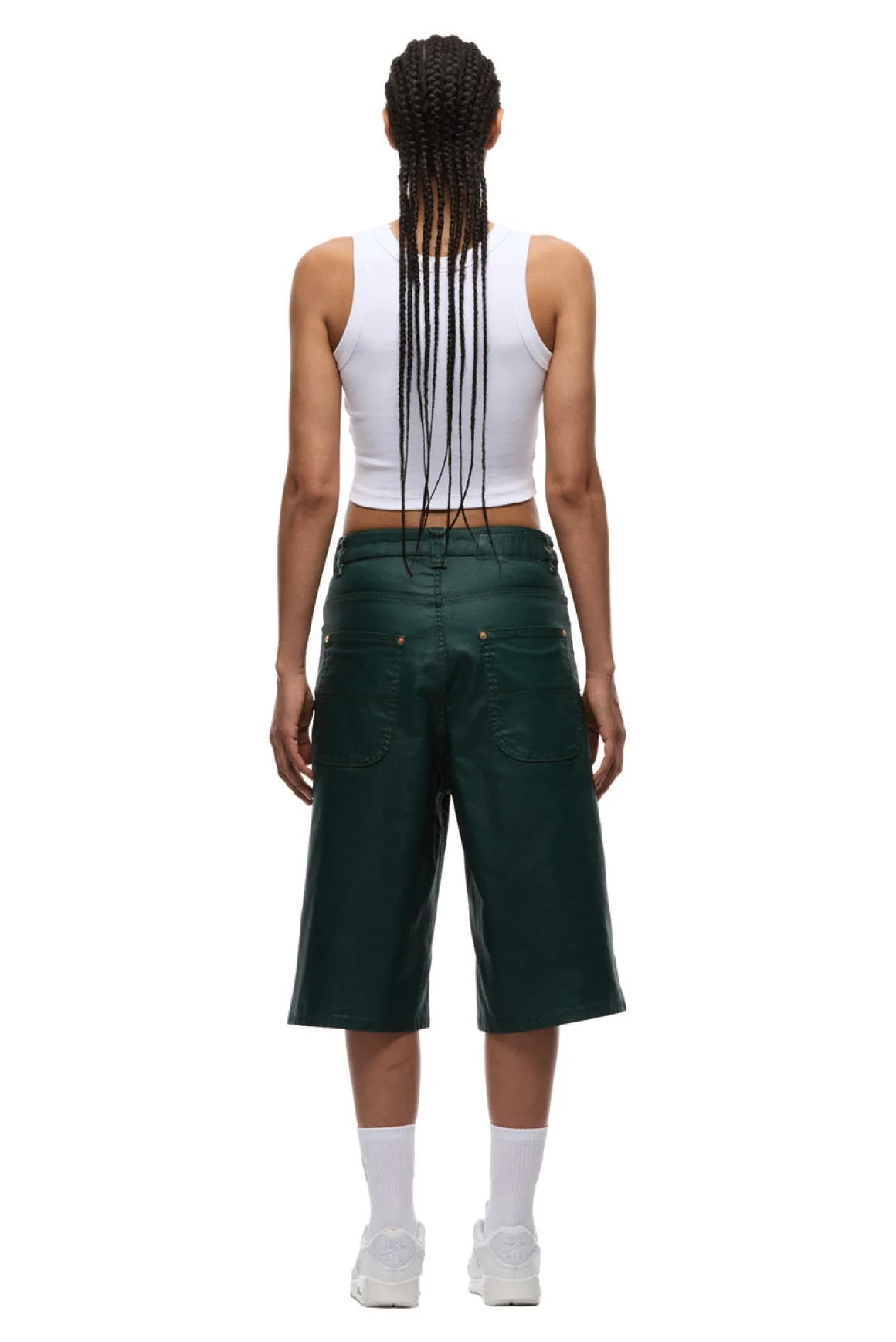 COATED DENIM SHORTS JUNGLE GREEN