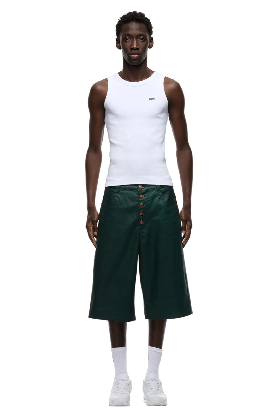 COATED DENIM SHORTS JUNGLE GREEN