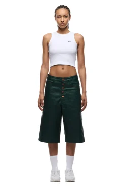 COATED DENIM SHORTS JUNGLE GREEN