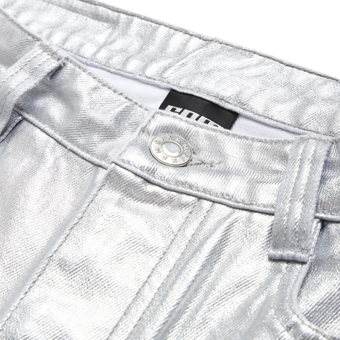 COATED DENIM SHORTS SILVER SURFER