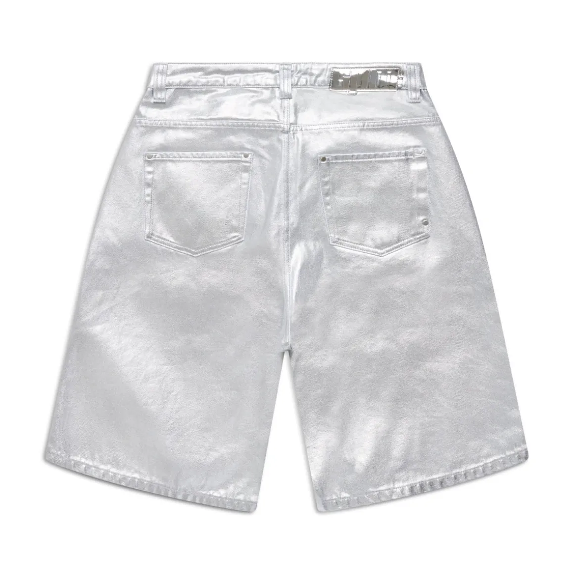 COATED DENIM SHORTS SILVER SURFER