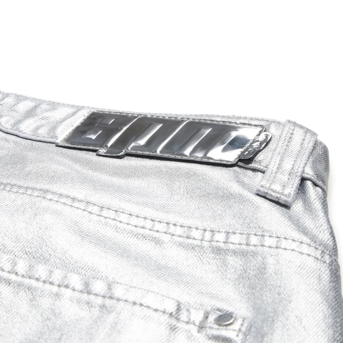 COATED DENIM SHORTS SILVER SURFER