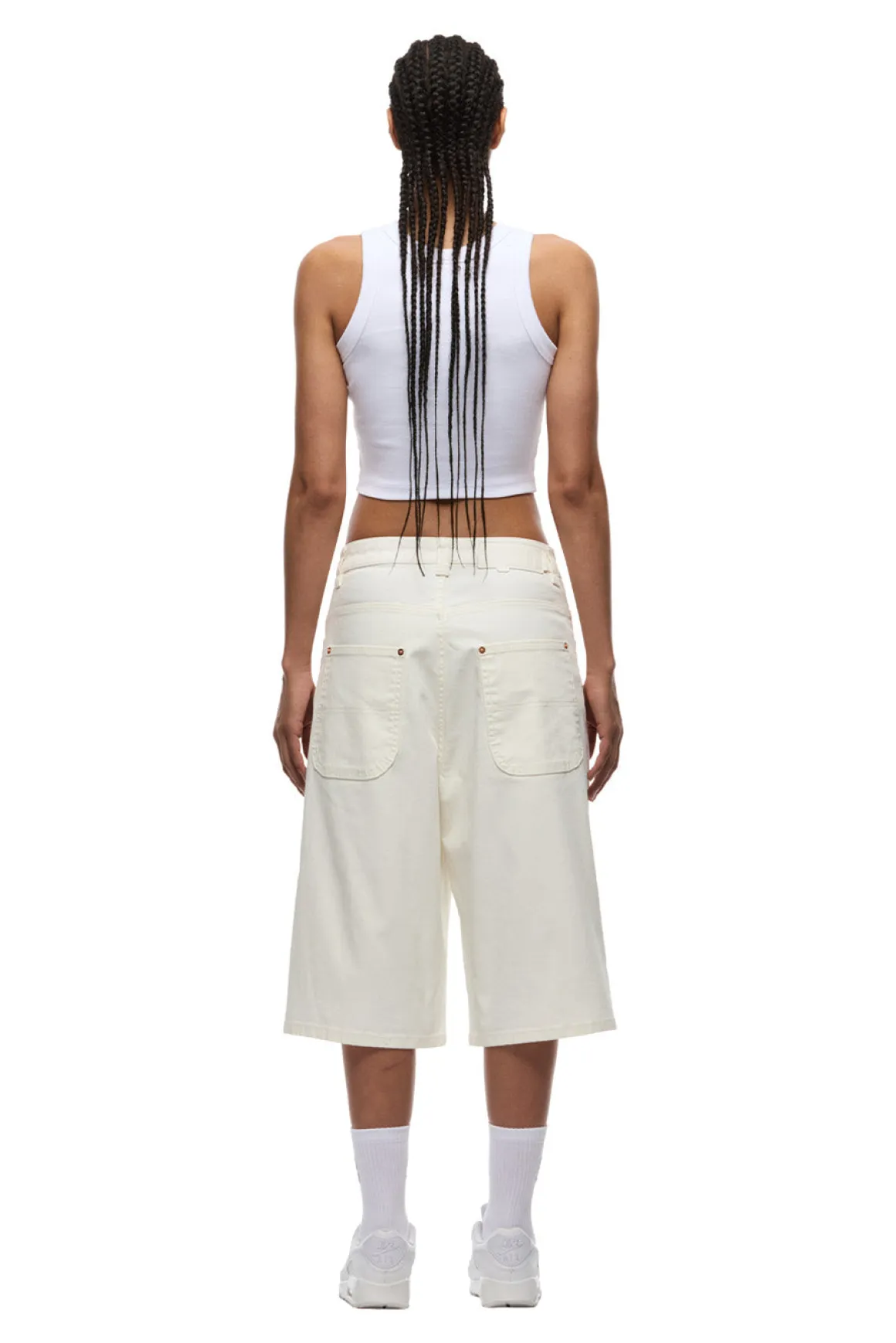 COATED DENIM SHORTS WHITE