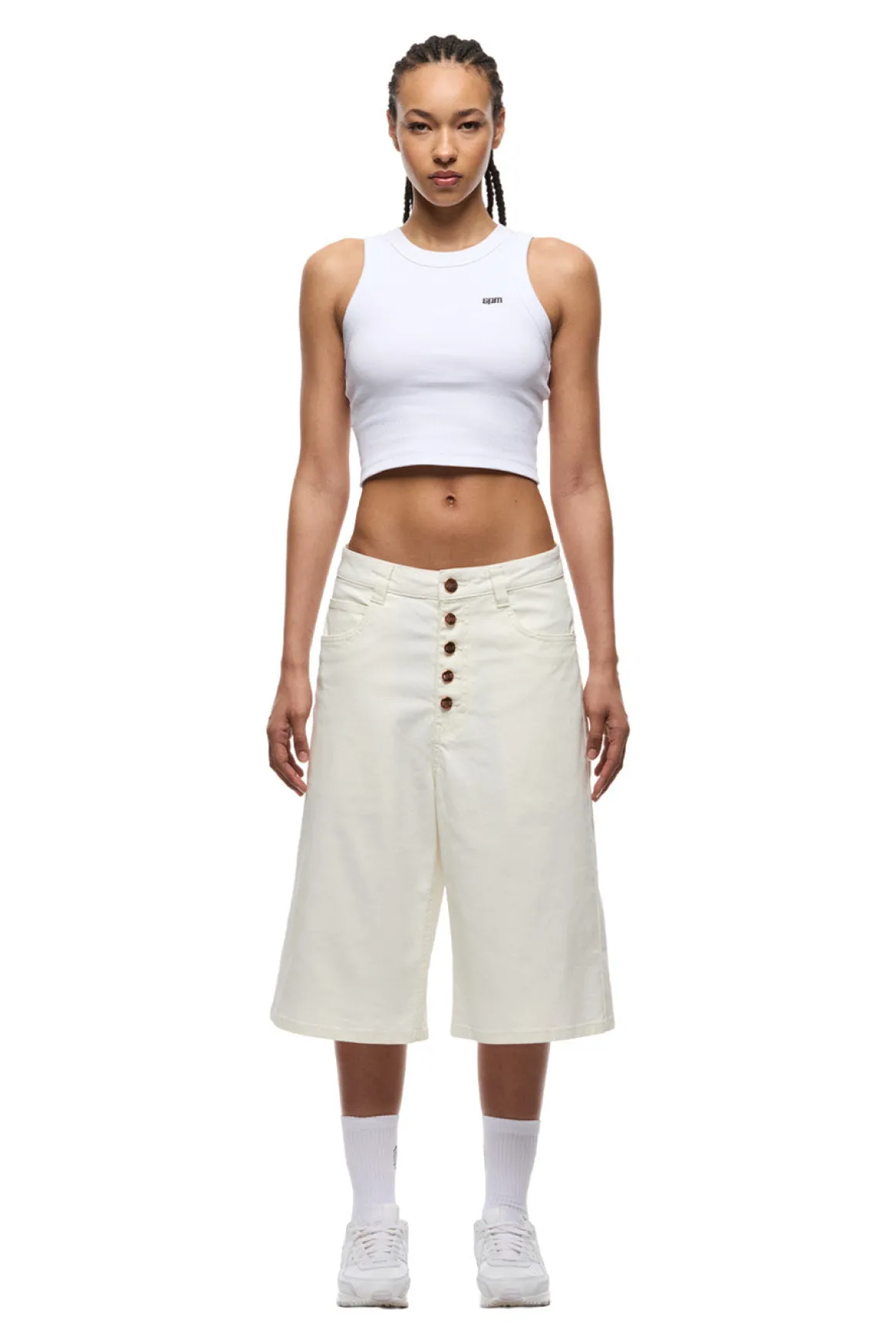 COATED DENIM SHORTS WHITE