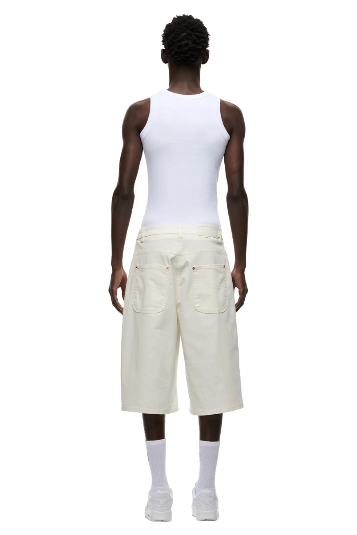 COATED DENIM SHORTS WHITE