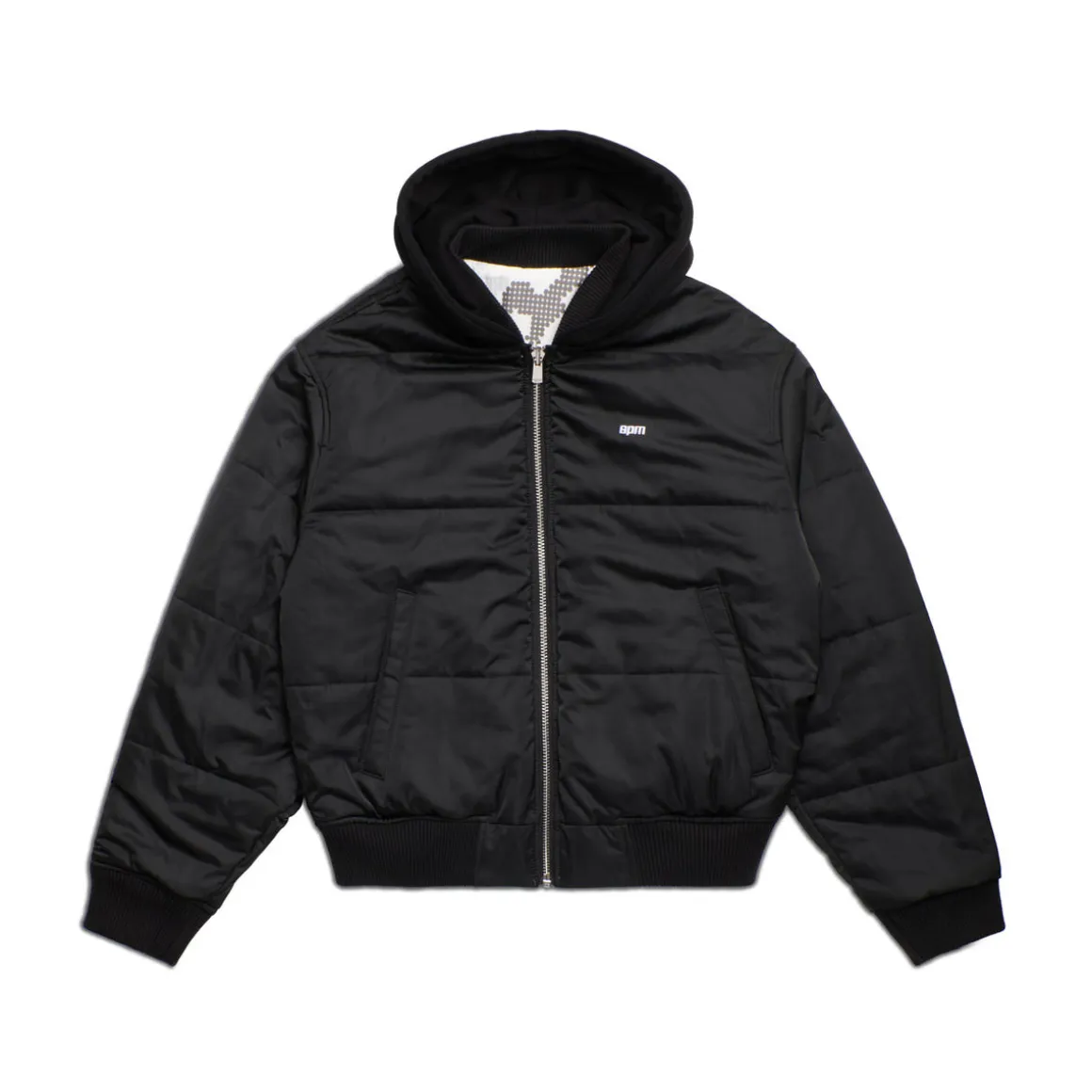 DOT CAMO HOODED BOMBER JACKET