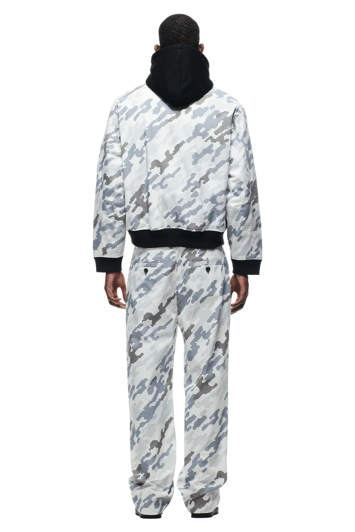 DOT CAMO HOODED BOMBER JACKET