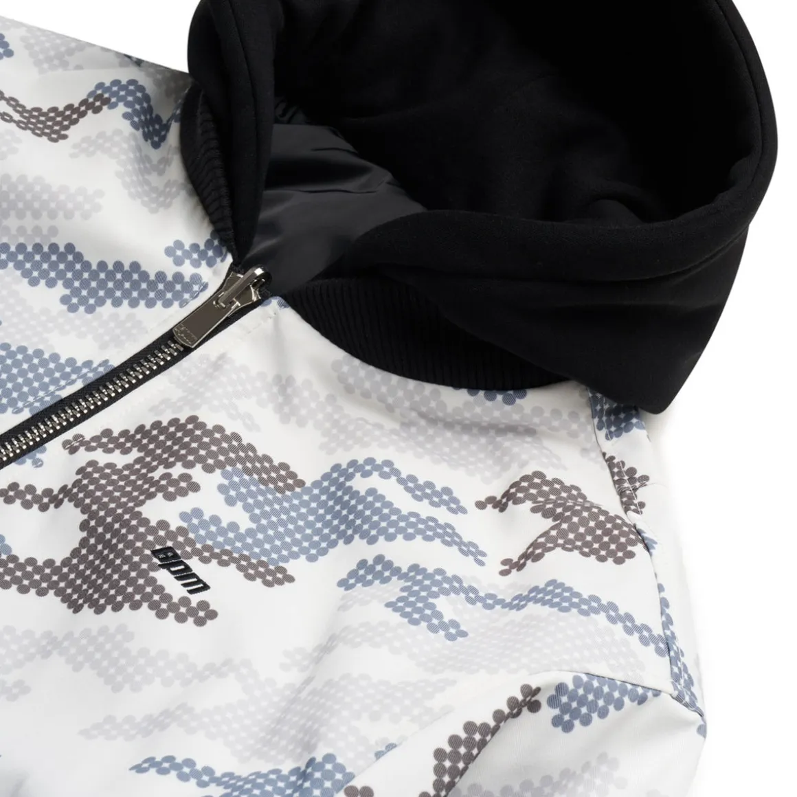 DOT CAMO HOODED BOMBER JACKET
