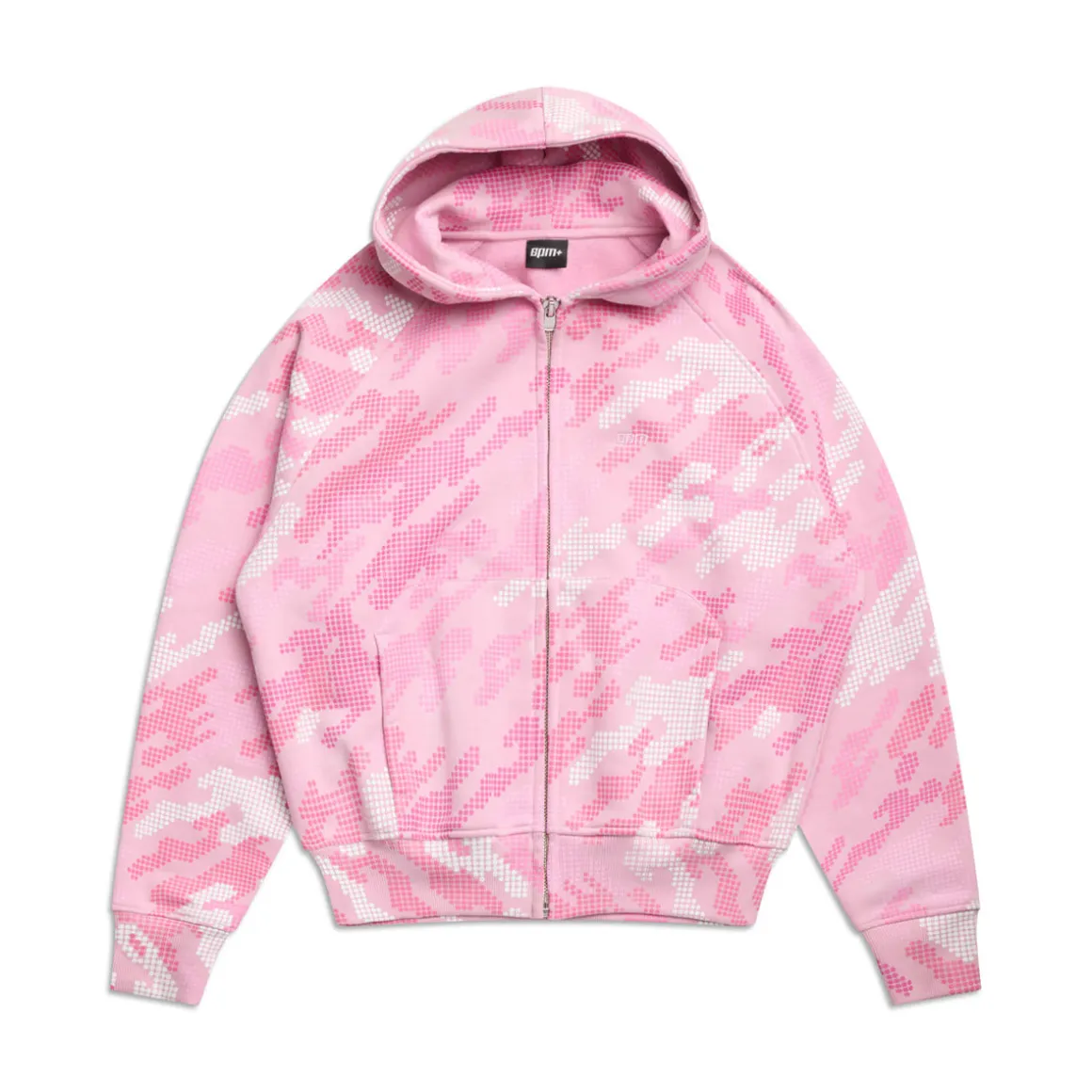 DOT CAMO ZIP HOODIE PINK