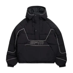 HALF ZIP PULLOVER PUFFER JACKET BLACK