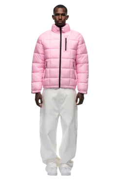 LIGHT PUFFER JACKET RECTANGLES PINK