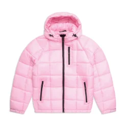 LIGHT PUFFER JACKET RECTANGLES PINK