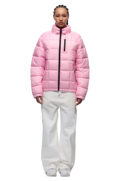 LIGHT PUFFER JACKET RECTANGLES PINK