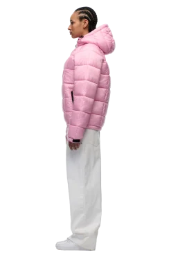 LIGHT PUFFER JACKET RECTANGLES PINK