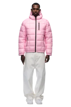 LIGHT PUFFER JACKET RECTANGLES PINK