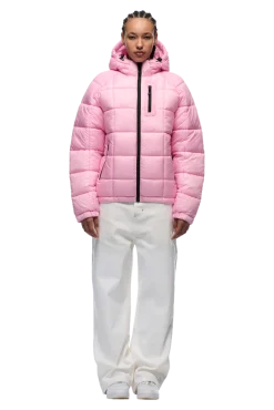 LIGHT PUFFER JACKET RECTANGLES PINK