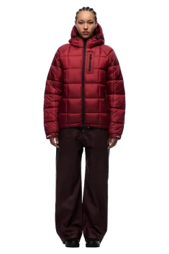 LIGHT PUFFER JACKET RECTANGLES WINE RED