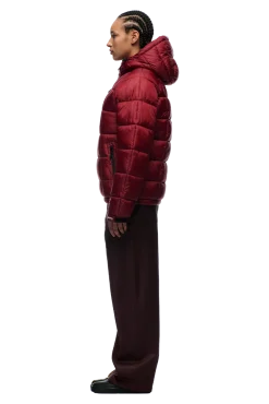 LIGHT PUFFER JACKET RECTANGLES WINE RED