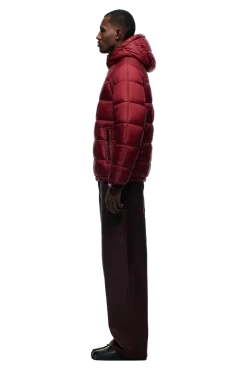 LIGHT PUFFER JACKET RECTANGLES WINE RED