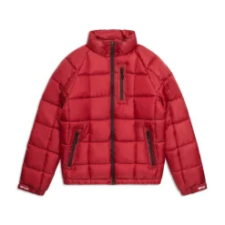 LIGHT PUFFER JACKET RECTANGLES WINE RED