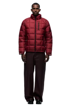 LIGHT PUFFER JACKET RECTANGLES WINE RED