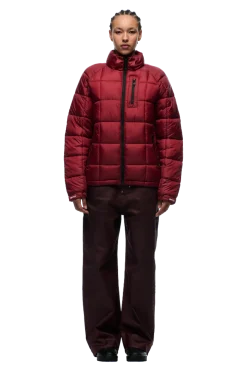LIGHT PUFFER JACKET RECTANGLES WINE RED