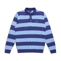 LS STRIPED POLO BLUE