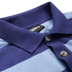 LS STRIPED POLO BLUE