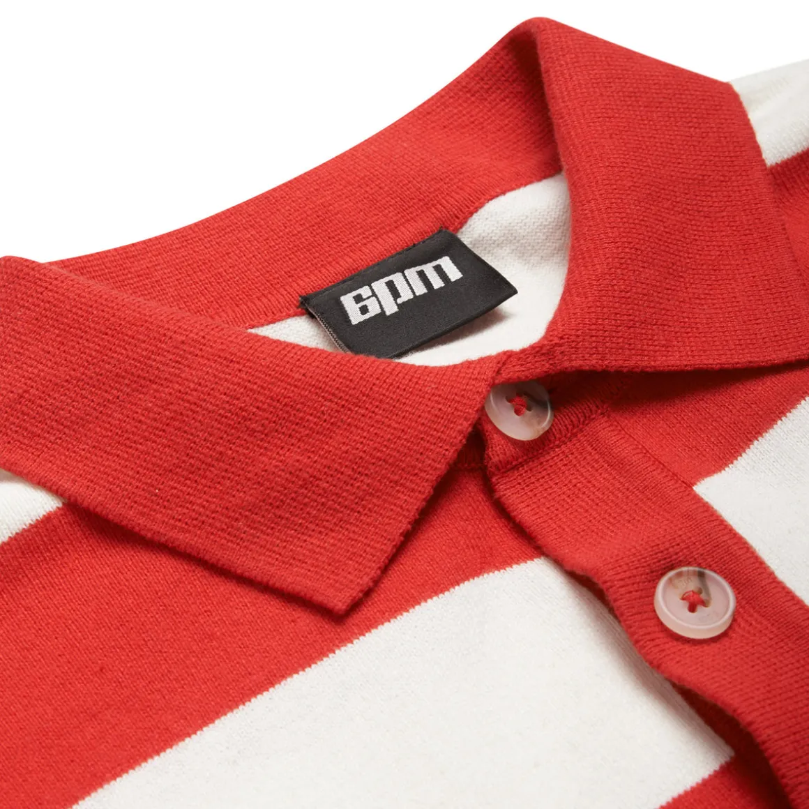 LS STRIPED POLO RED