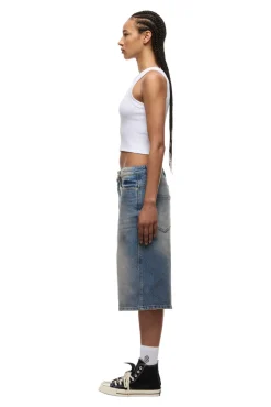 MULTI LABEL DENIM SHORTS MEDIUM BLUE