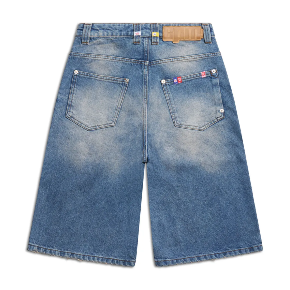 MULTI LABEL DENIM SHORTS MEDIUM BLUE