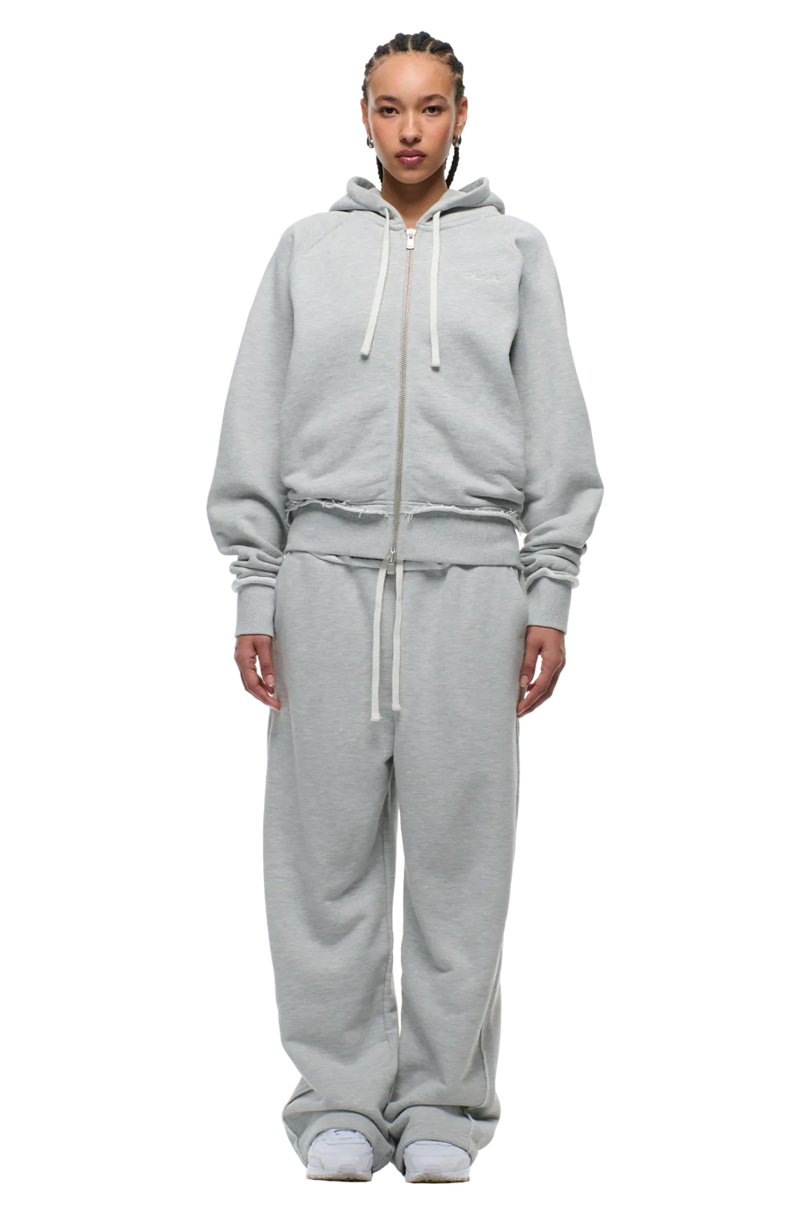 OPEN EDGE ZIP HOODIE GREY MELANGE