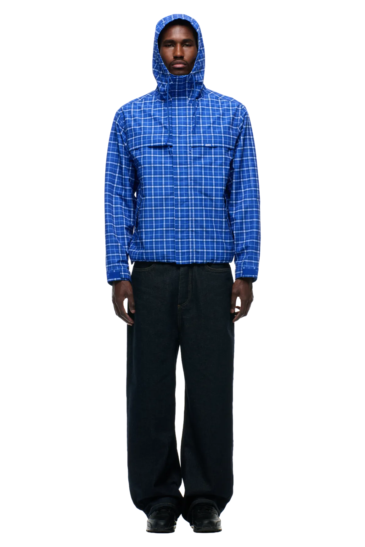 PLAID SHELL JACKET DIGITAL BLUE