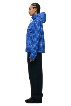 PLAID SHELL JACKET DIGITAL BLUE