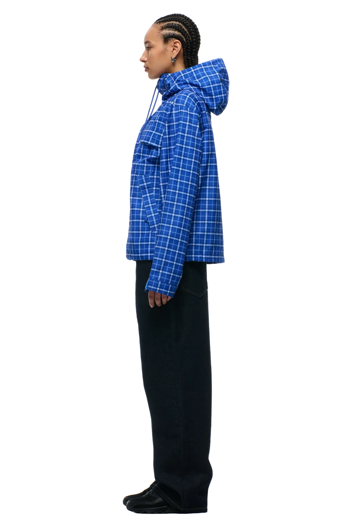 PLAID SHELL JACKET DIGITAL BLUE