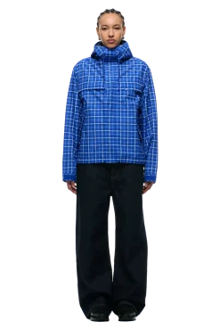 PLAID SHELL JACKET DIGITAL BLUE