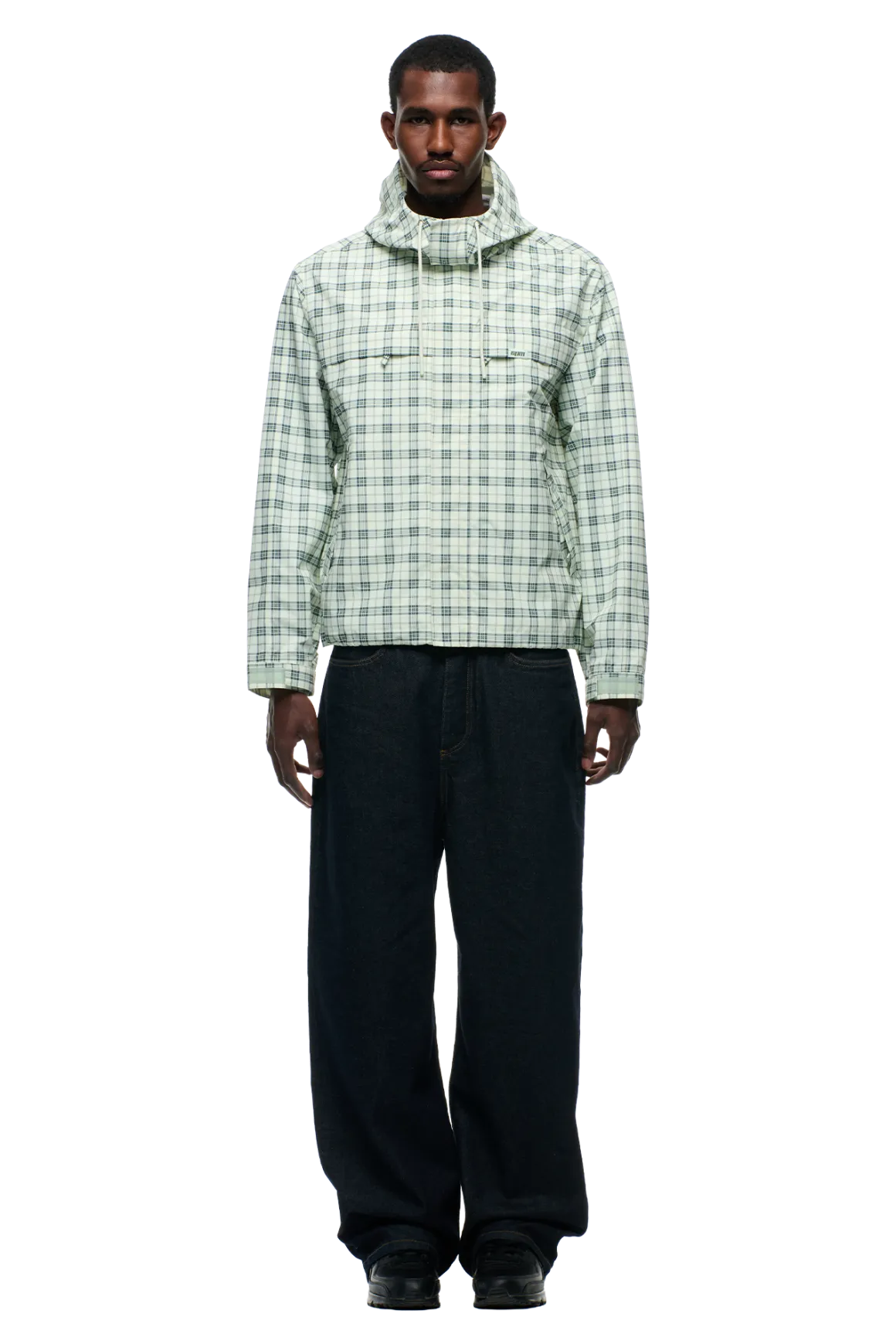 PLAID SHELL JACKET FOGGY GREEN