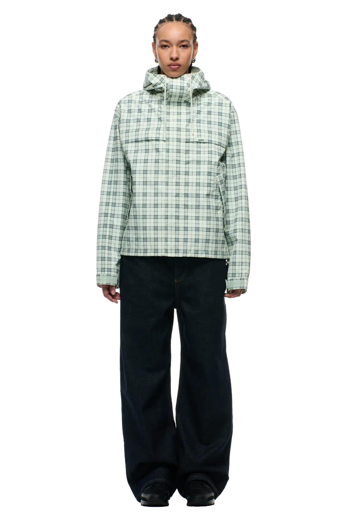 PLAID SHELL JACKET FOGGY GREEN