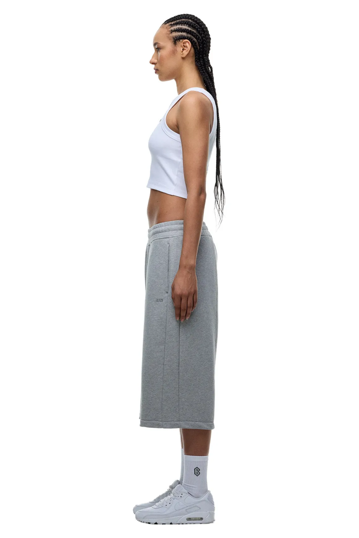 6PM+ LONG SHORTS GREY MELANGE