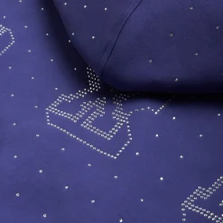 RHINESTONE LETTER ZIP HOODIE BLUE