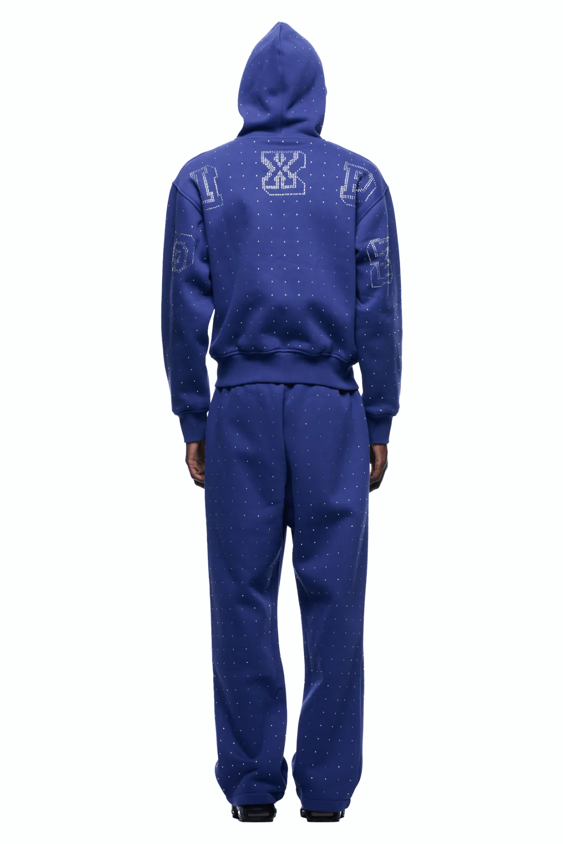RHINESTONE LETTER ZIP HOODIE BLUE